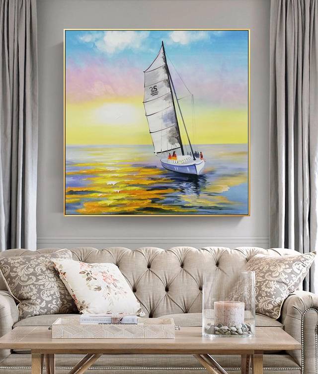 Yellow Original Hallway Dining Landscape Abstract Canvas Wall Art WLY5E